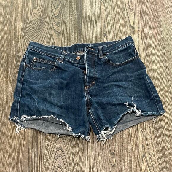 J.Crew Cut-Off Shorts High Rise Button Fly Frayed Hem Denim Blue Size 10/30 - Picture 1 of 7